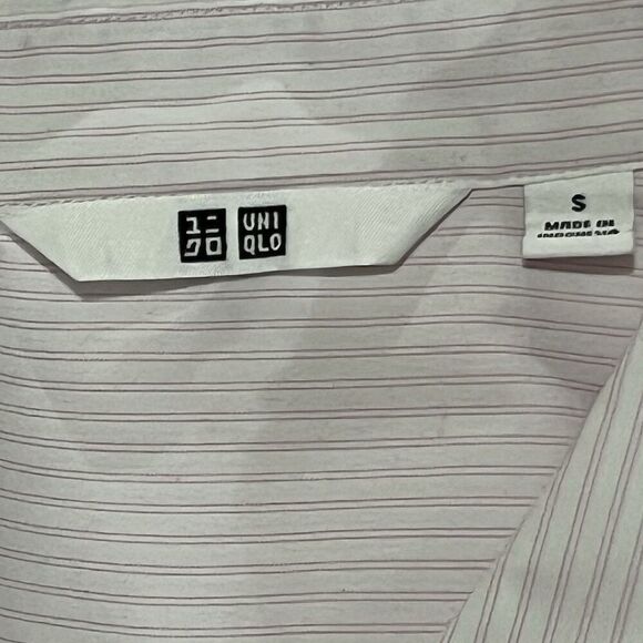 Uniqlo Womens Size Small White Pink Stripe Button Down Career Shirt - Picture 4 of 4